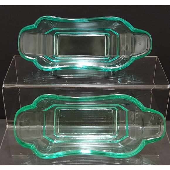 Set Of 4 Vintage Uranium Vaseline Glass Banana Split Sundae Bowls - Picture 4 of 12